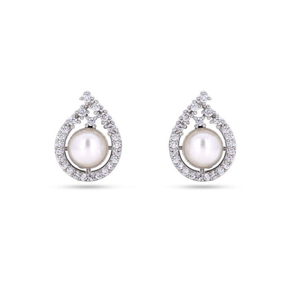 Belaci AD Silver Teardrop Pearl Studs Earring for Women