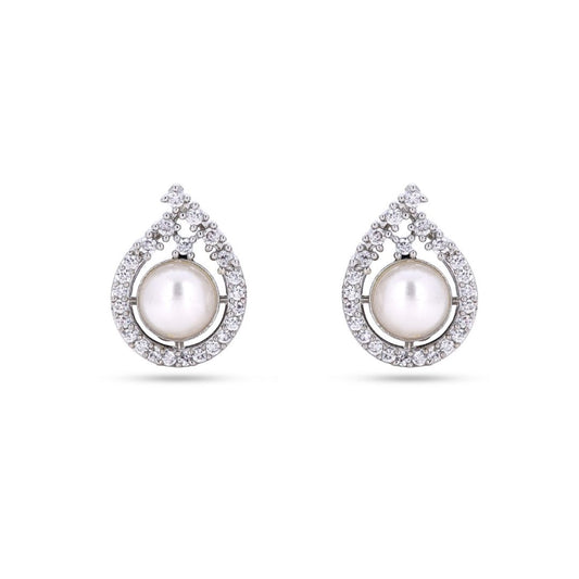 Belaci AD Silver Teardrop Pearl Studs Earring for Women