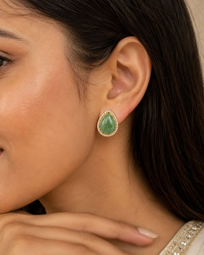 Sabyasachi inspired Green Turkish Pota Earrings for Women