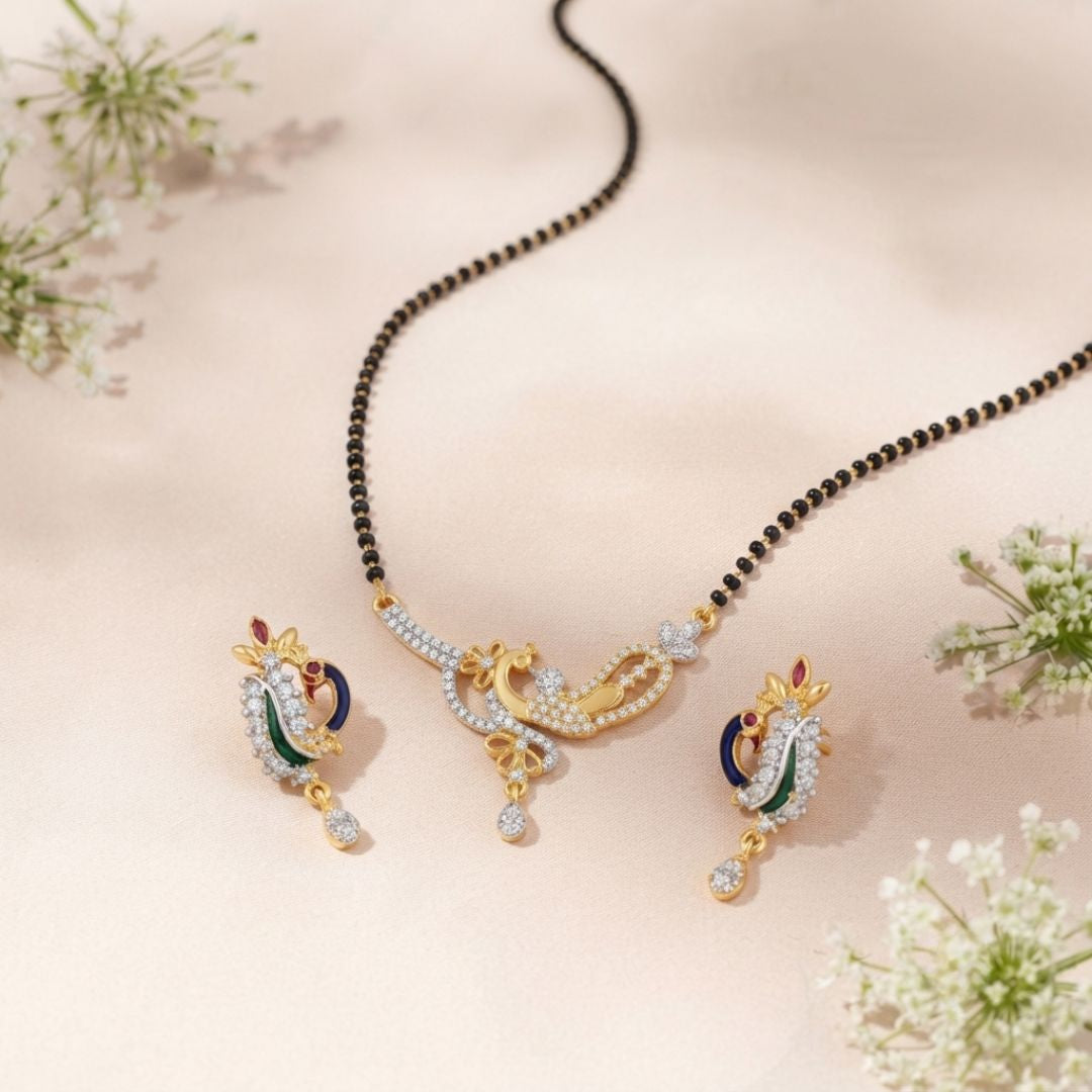 Twisted Floral Designer AD Mangalsutra