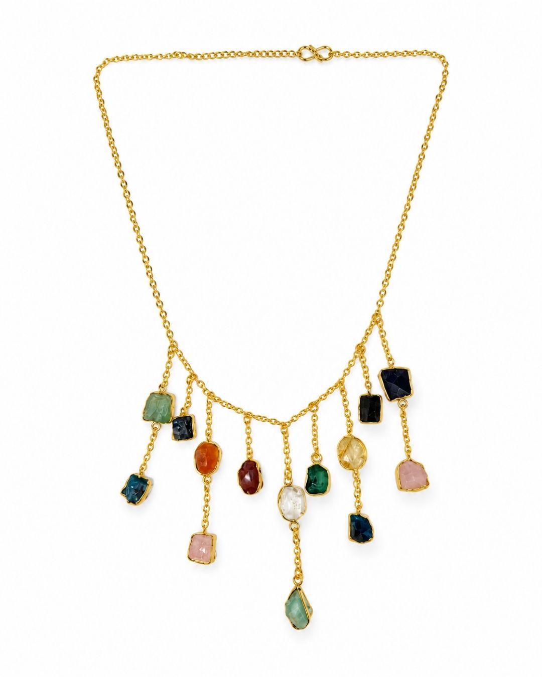 Multicolour Stone Drop Statement Necklace