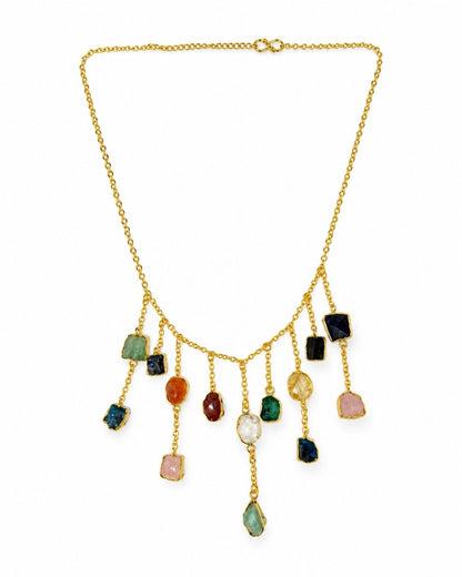 Multicolour Stone Drop Statement Necklace