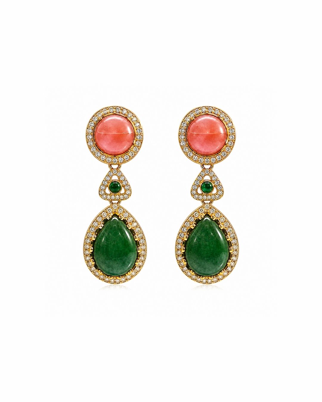Sabyasachi Inspired Turkish Pota Necklace Set with Green Statement Drops