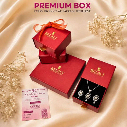Pearl Halo Silver Finish Designer Pendant Set