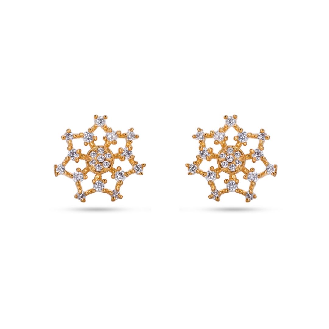 Belaci AD Gold Starburst Diamond Studs for Women