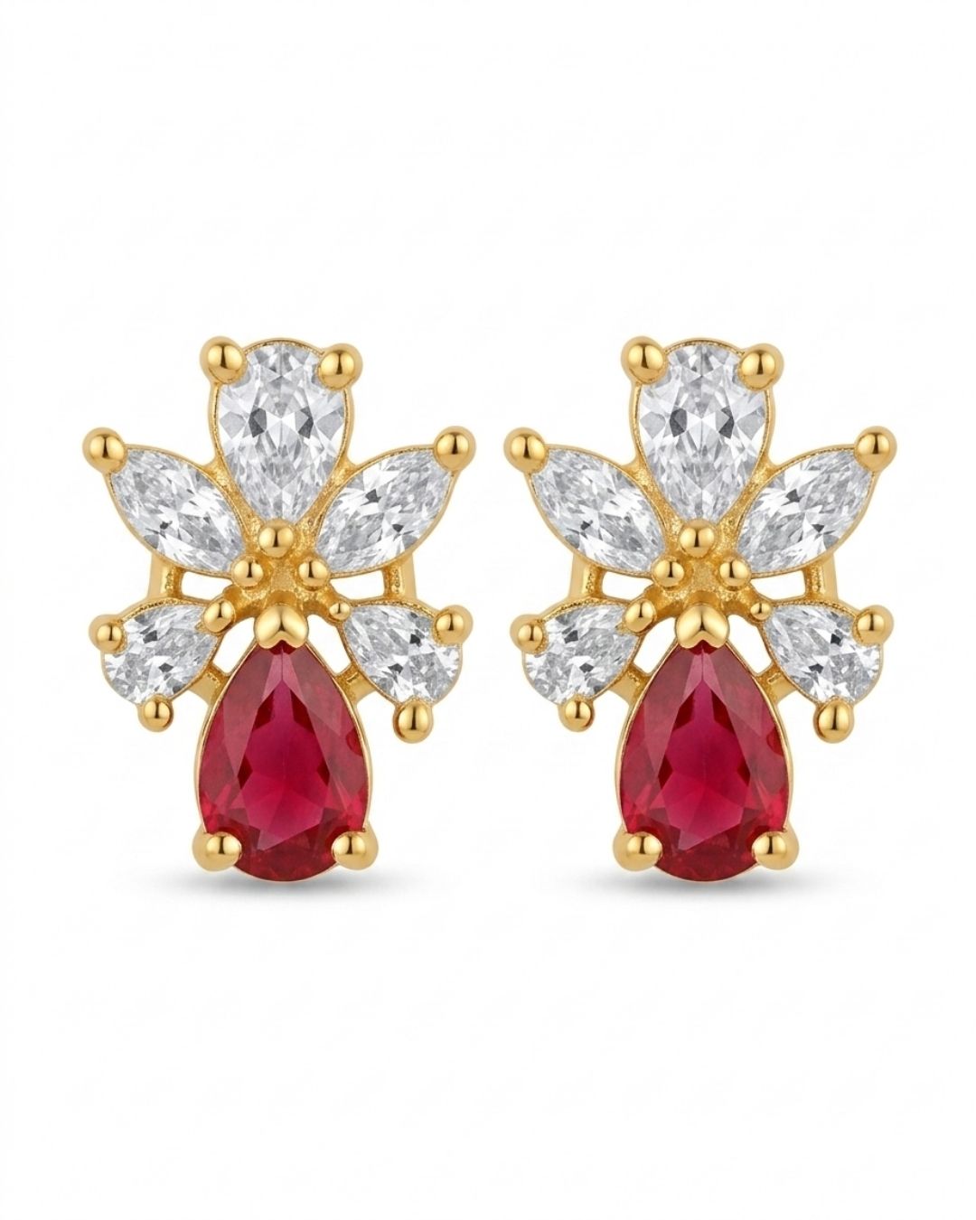 Ruby Bloom Gold Finish Wedding Jewellery Pendant Set