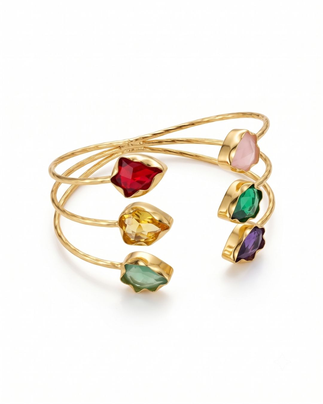 Multicolour Stone Wire Cuff Bracelet for Women