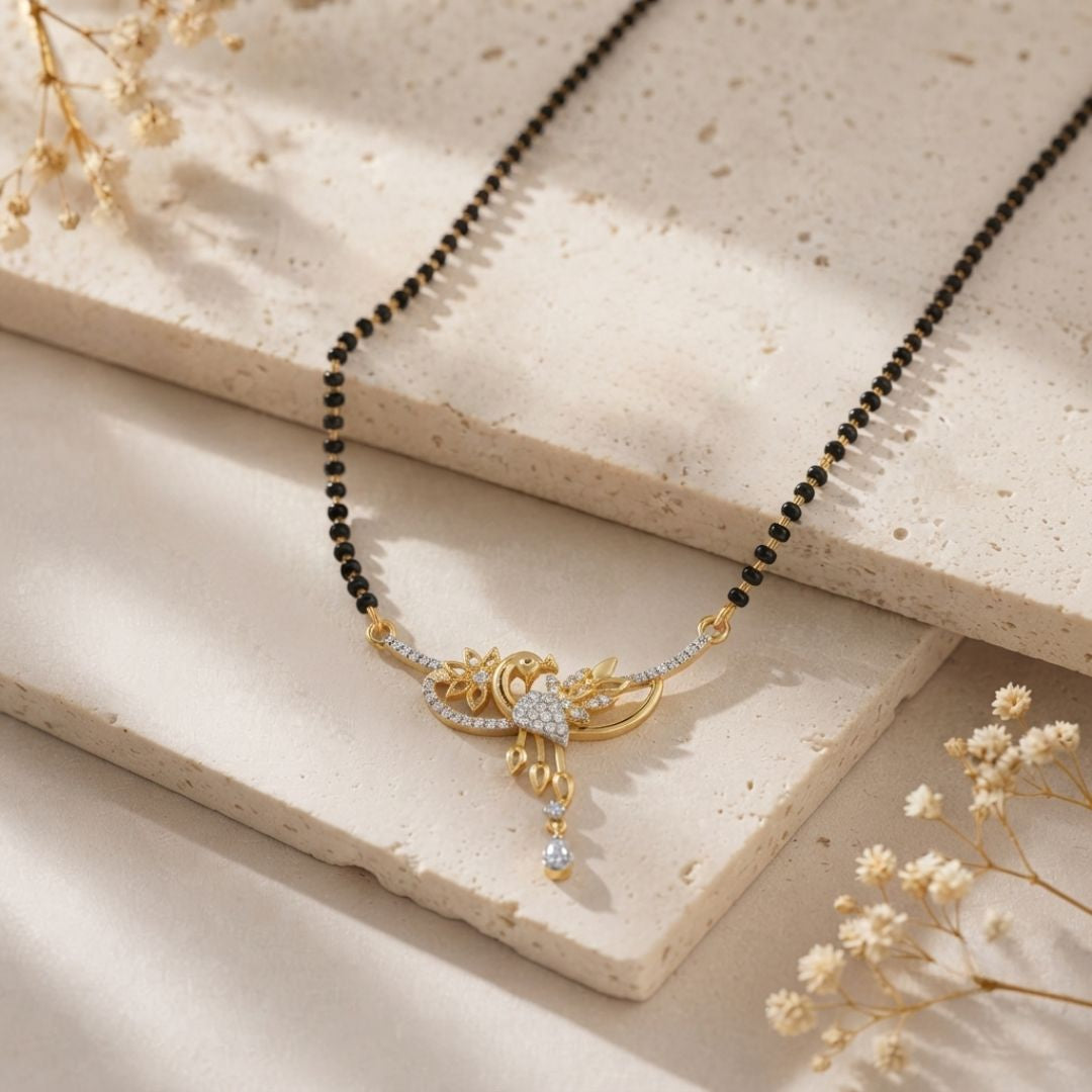 Elegant Floral American Diamond Mangalsutra Set