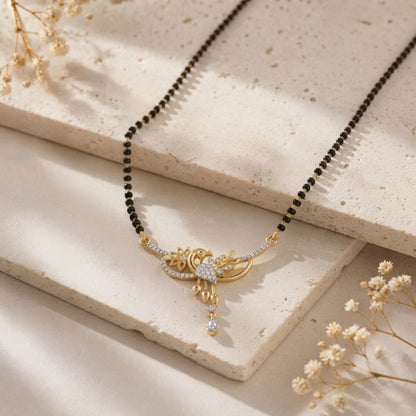 Elegant Floral American Diamond Mangalsutra Set