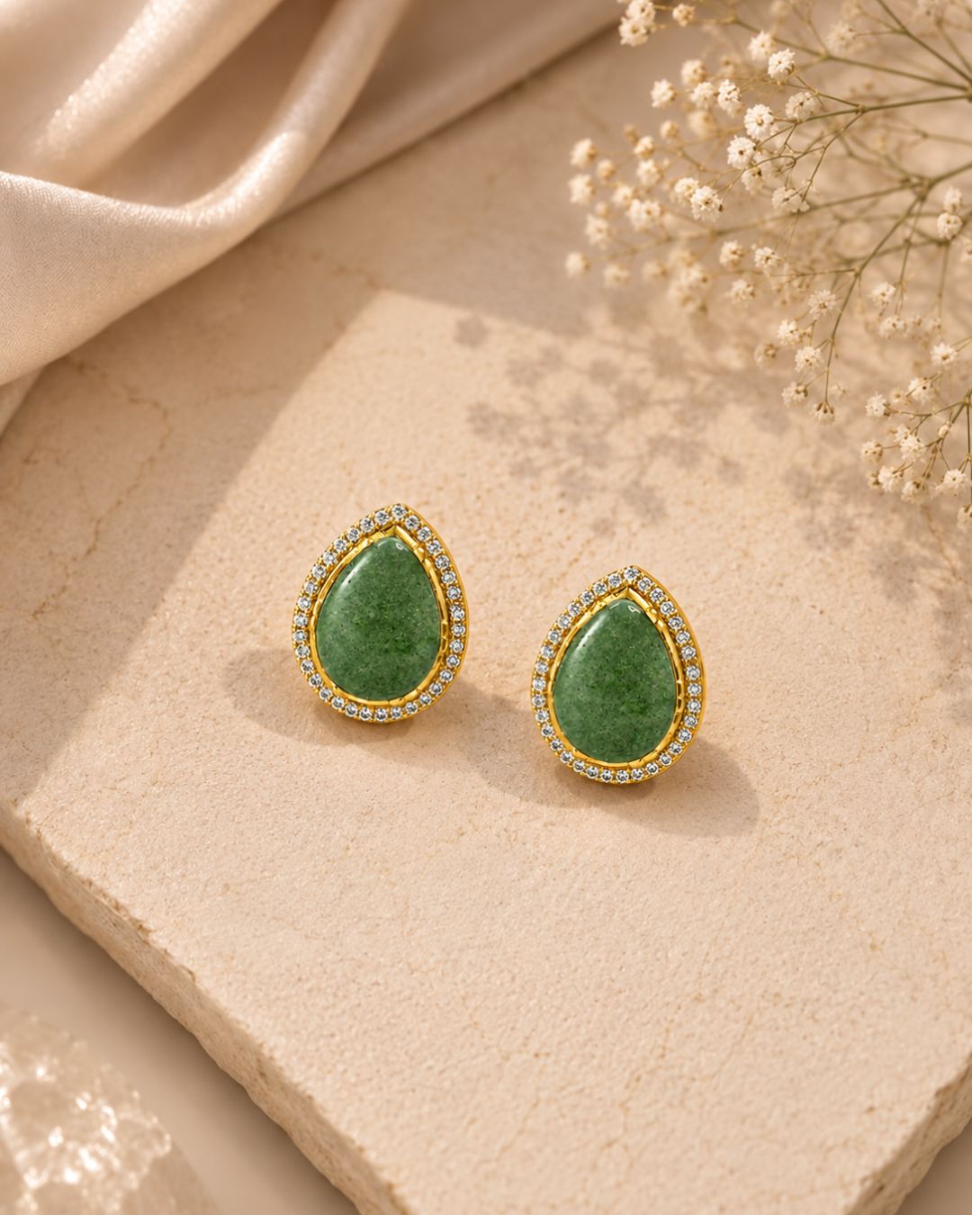 Sabyasachi inspired Green Turkish Pota Earrings for Women