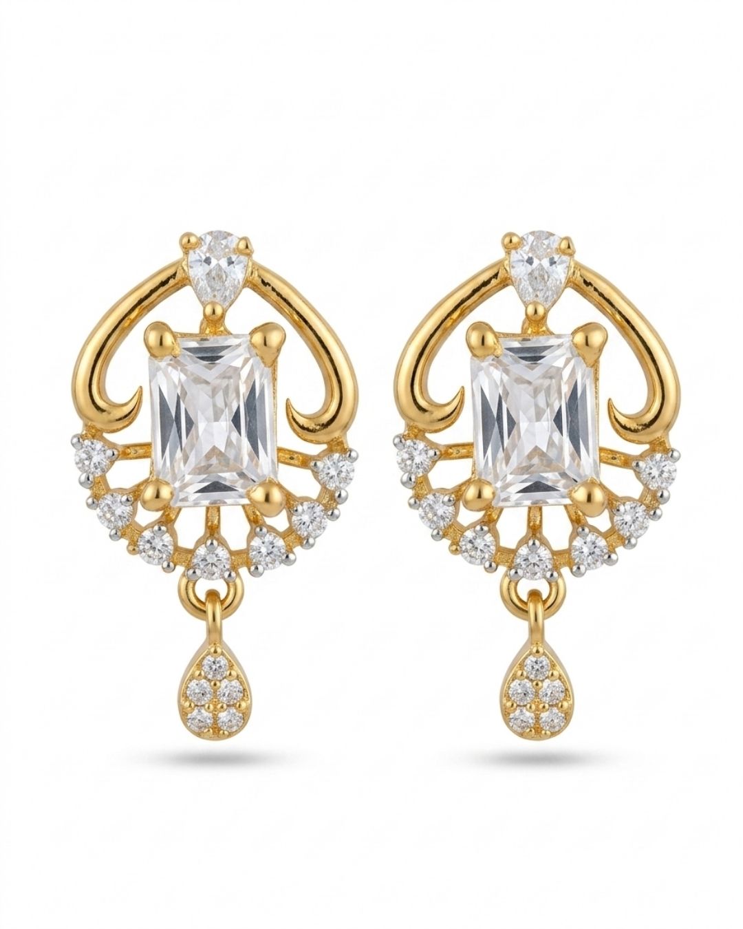 Regal Radiance Gold Finish American Diamond Pendant Set
