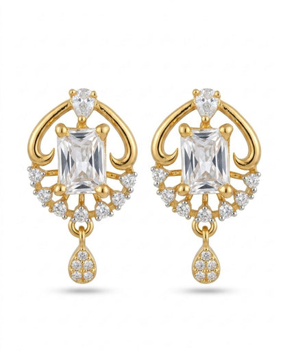 Regal Radiance Gold Finish American Diamond Pendant Set