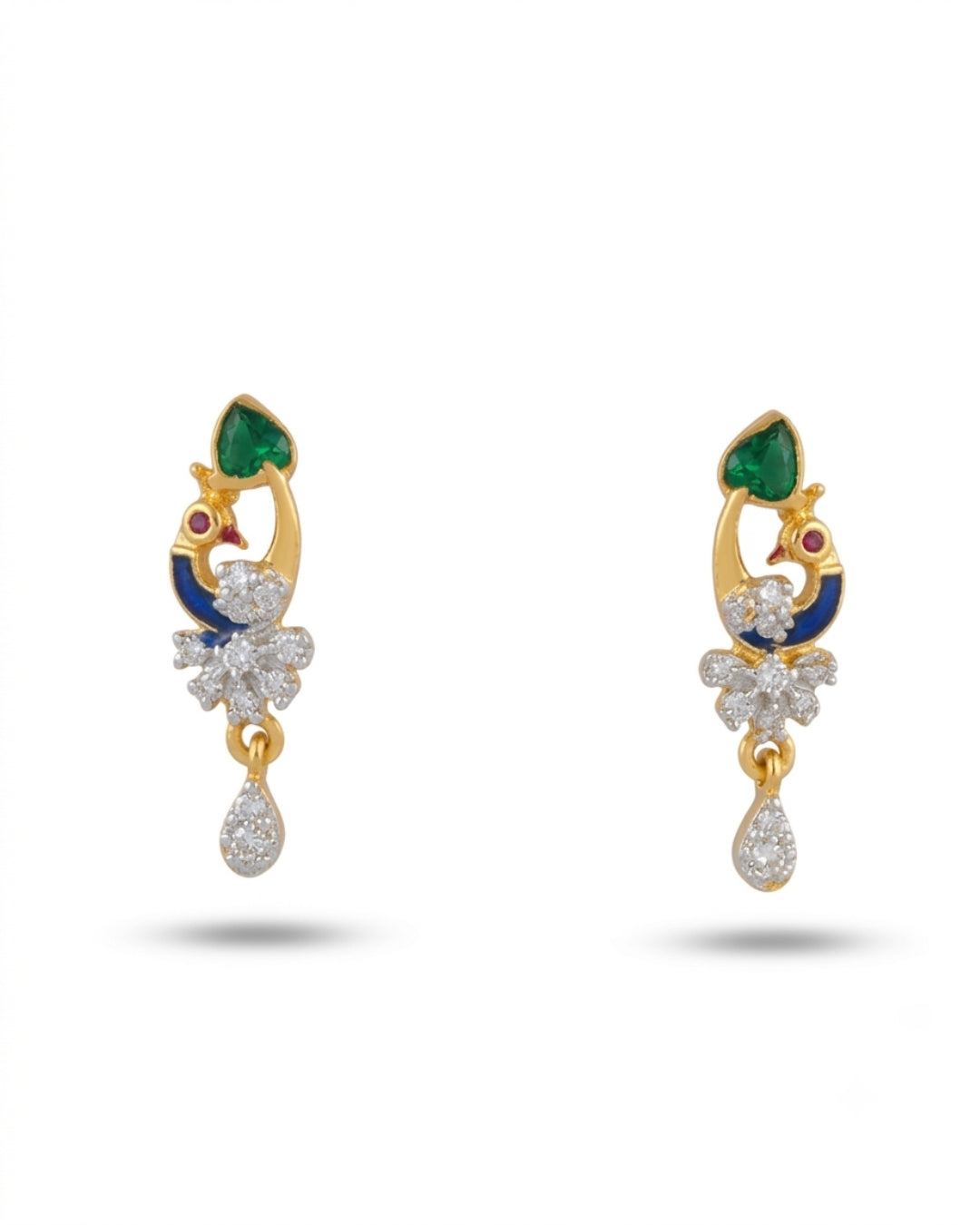 Designer Peacock AD Mangalsutra with Black Beads