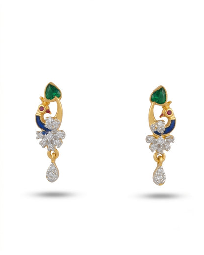 Designer Peacock AD Mangalsutra with Black Beads