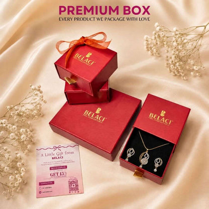 Crescent Spark Gold Finish American Diamond Pendant Set