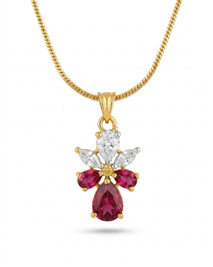 Ruby Bloom Gold Finish Wedding Jewellery Pendant Set