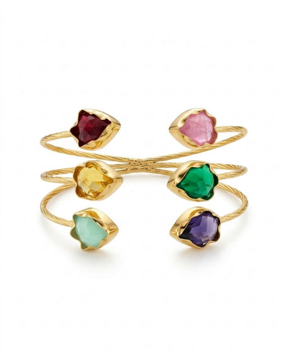 Multicolour Stone Wire Cuff Bracelet for Women