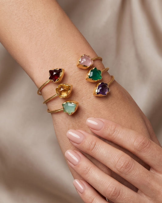 Multicolour Stone Wire Cuff Bracelet for Women