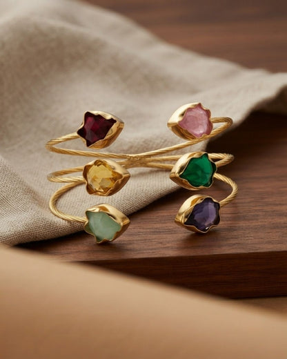 Multicolour Stone Wire Cuff Bracelet for Women
