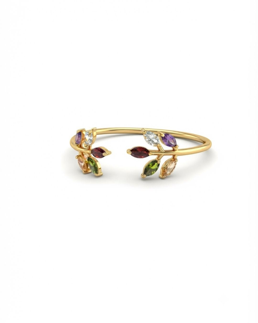 Multicolour Leaf Motif Cuff Bracelet for Women