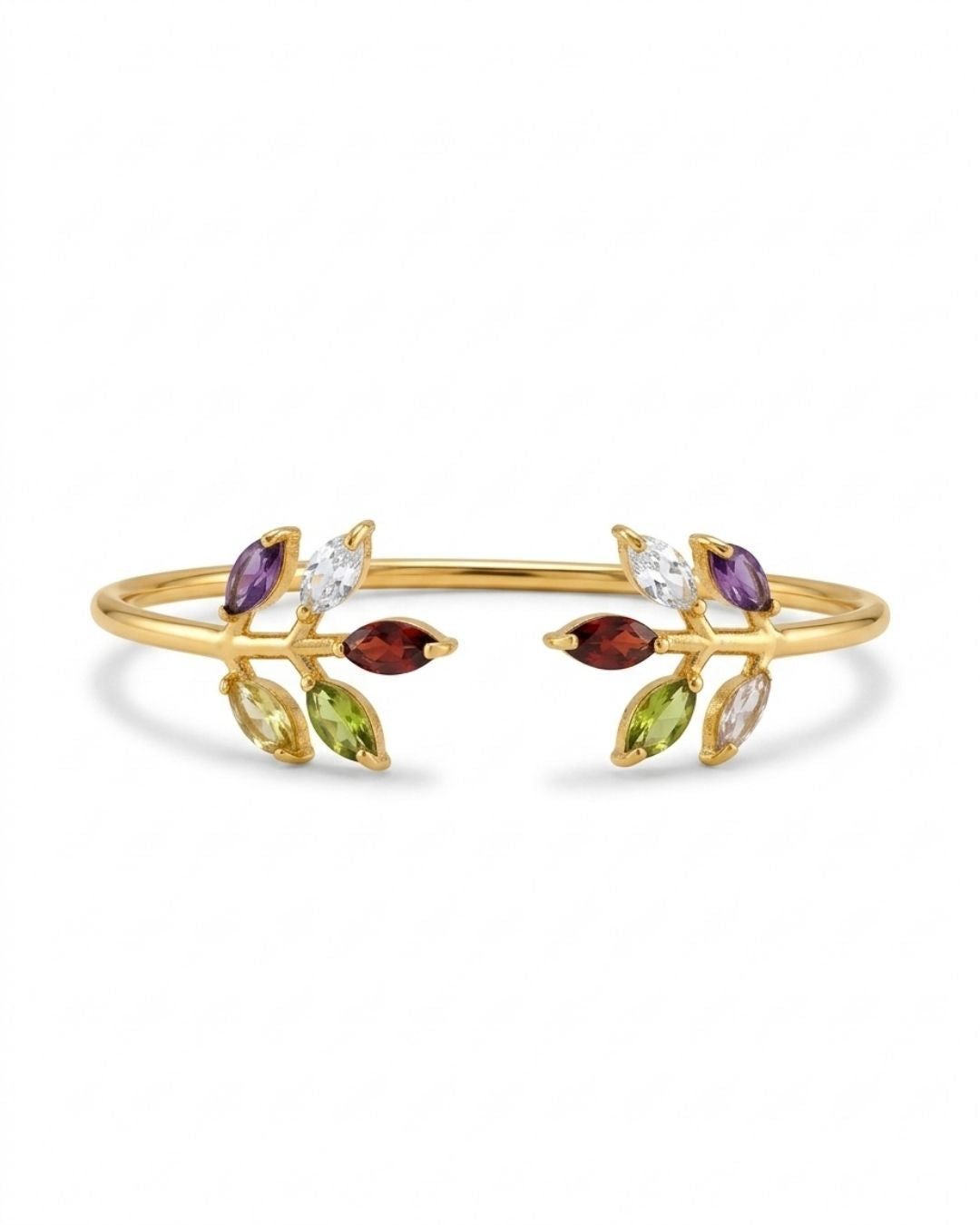 Multicolour Leaf Motif Cuff Bracelet for Women