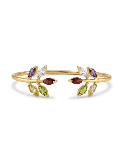 Multicolour Leaf Motif Cuff Bracelet for Women