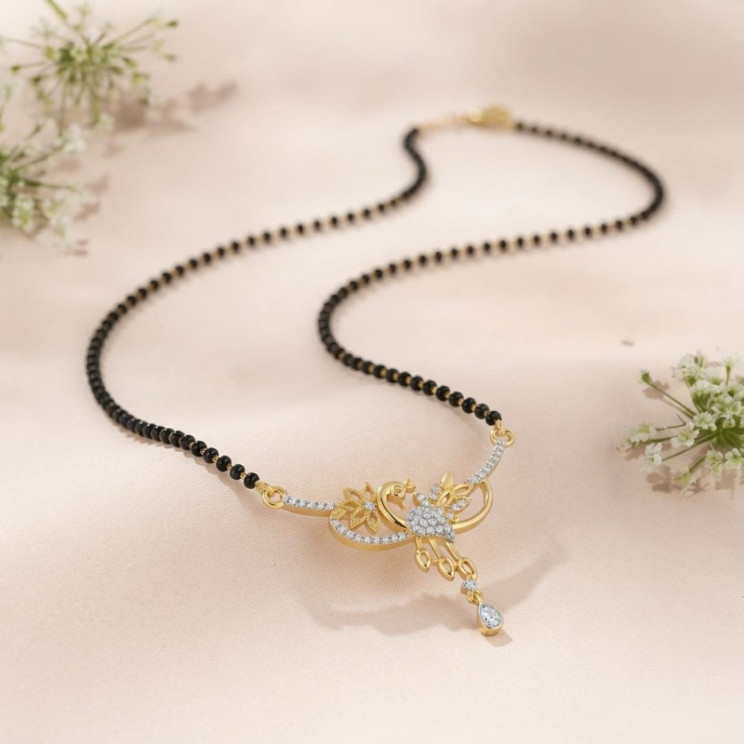 Elegant Floral American Diamond Mangalsutra Set