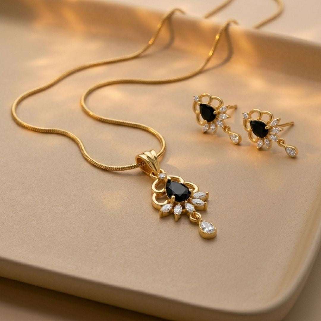 Midnight Glow Gold Finish AD Pendant Set