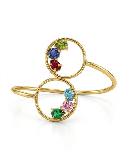 Multicolour Circular Open Cuff Bracelet for Women