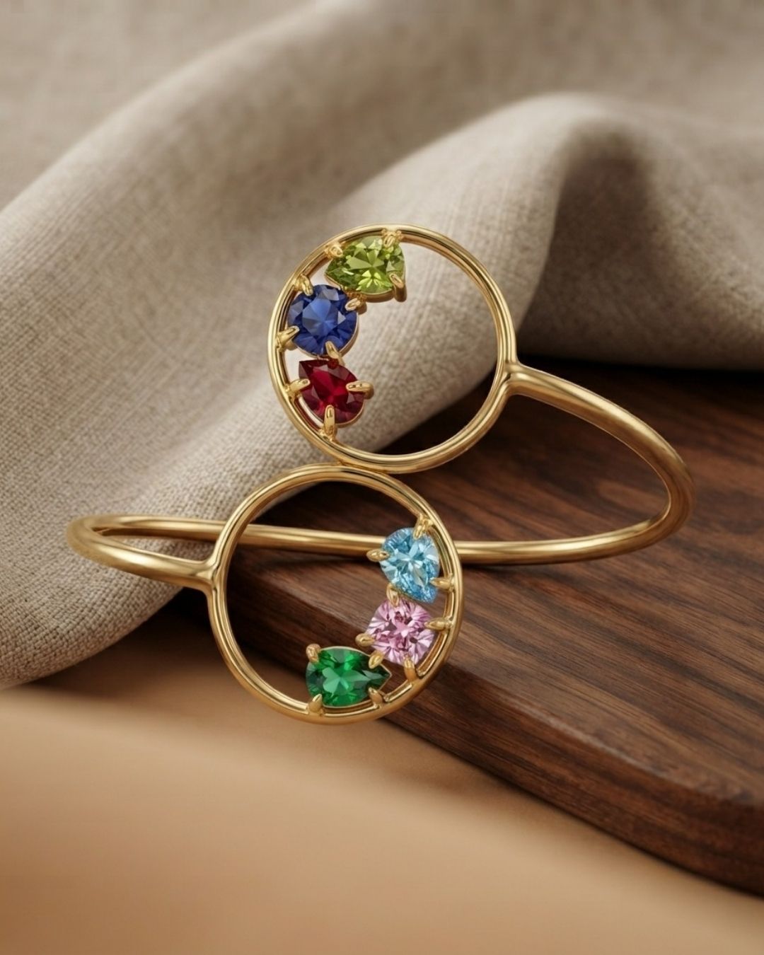 Multicolour Circular Open Cuff Bracelet for Women