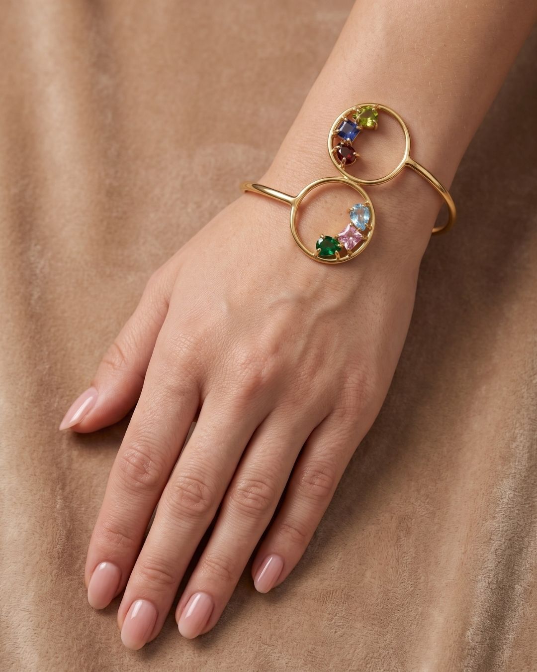 Multicolour Circular Open Cuff Bracelet for Women