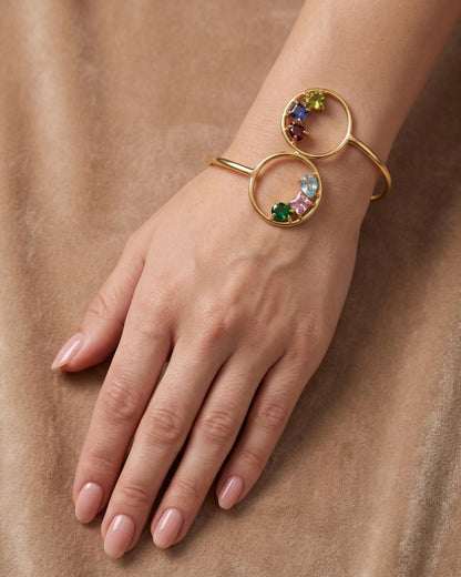 Multicolour Circular Open Cuff Bracelet for Women
