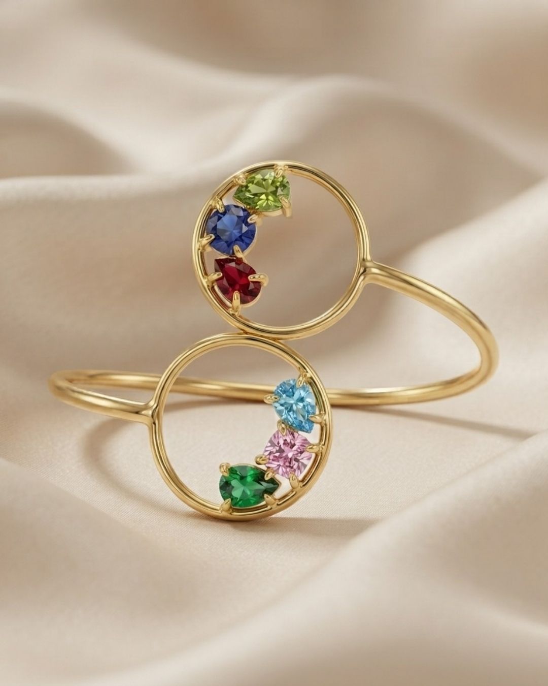 Multicolour Circular Open Cuff Bracelet for Women