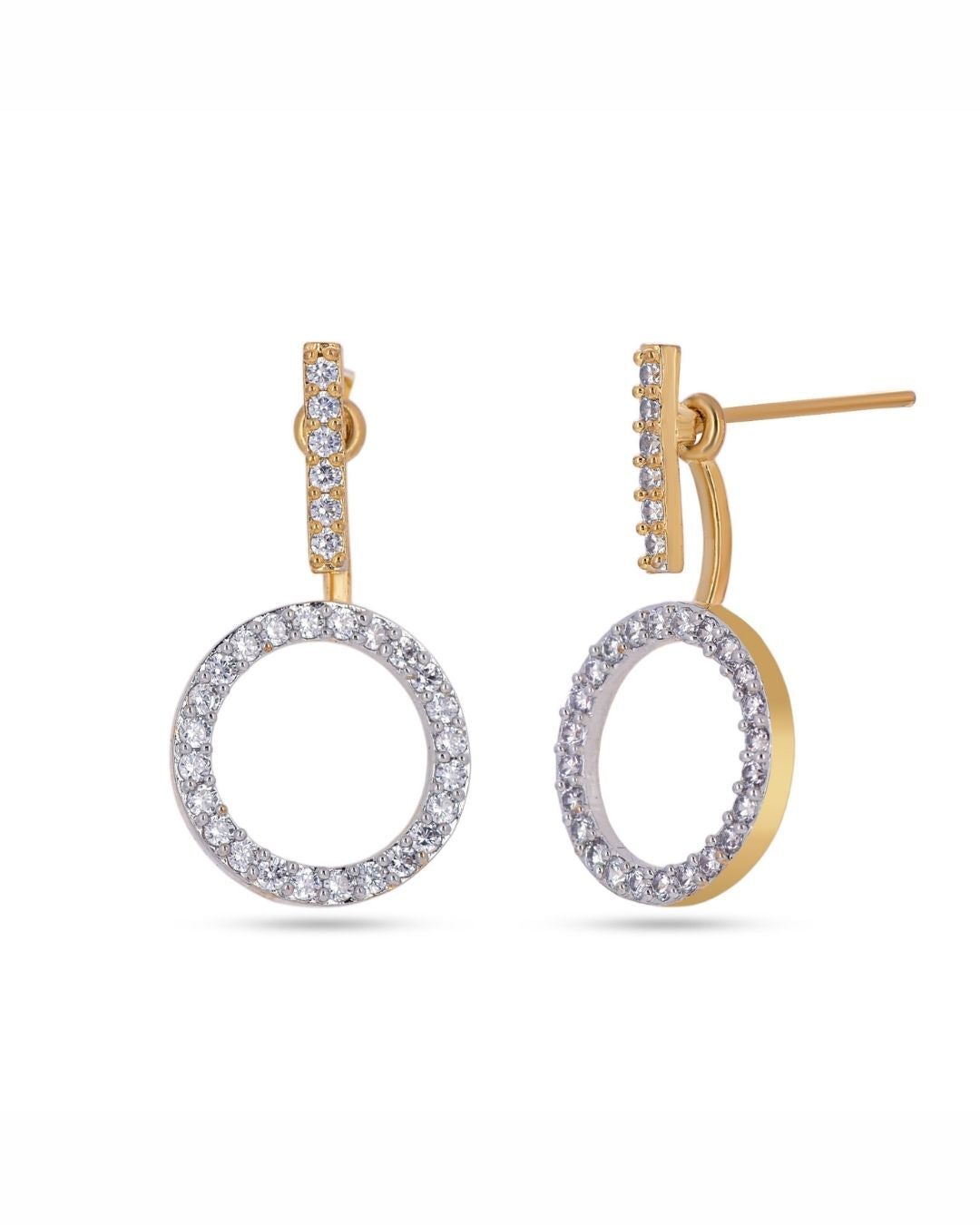 Minimal Open Circle American Diamond Stud Earrings for Women
