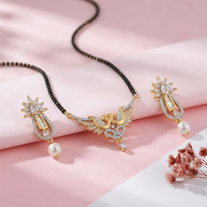 Gold Tone American Diamond Peacock design Mangalsutra Set