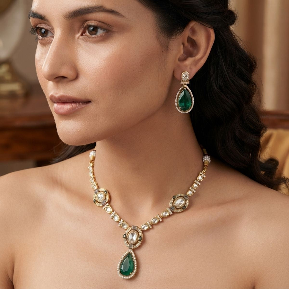 Signature Green Doublet Statement Necklace