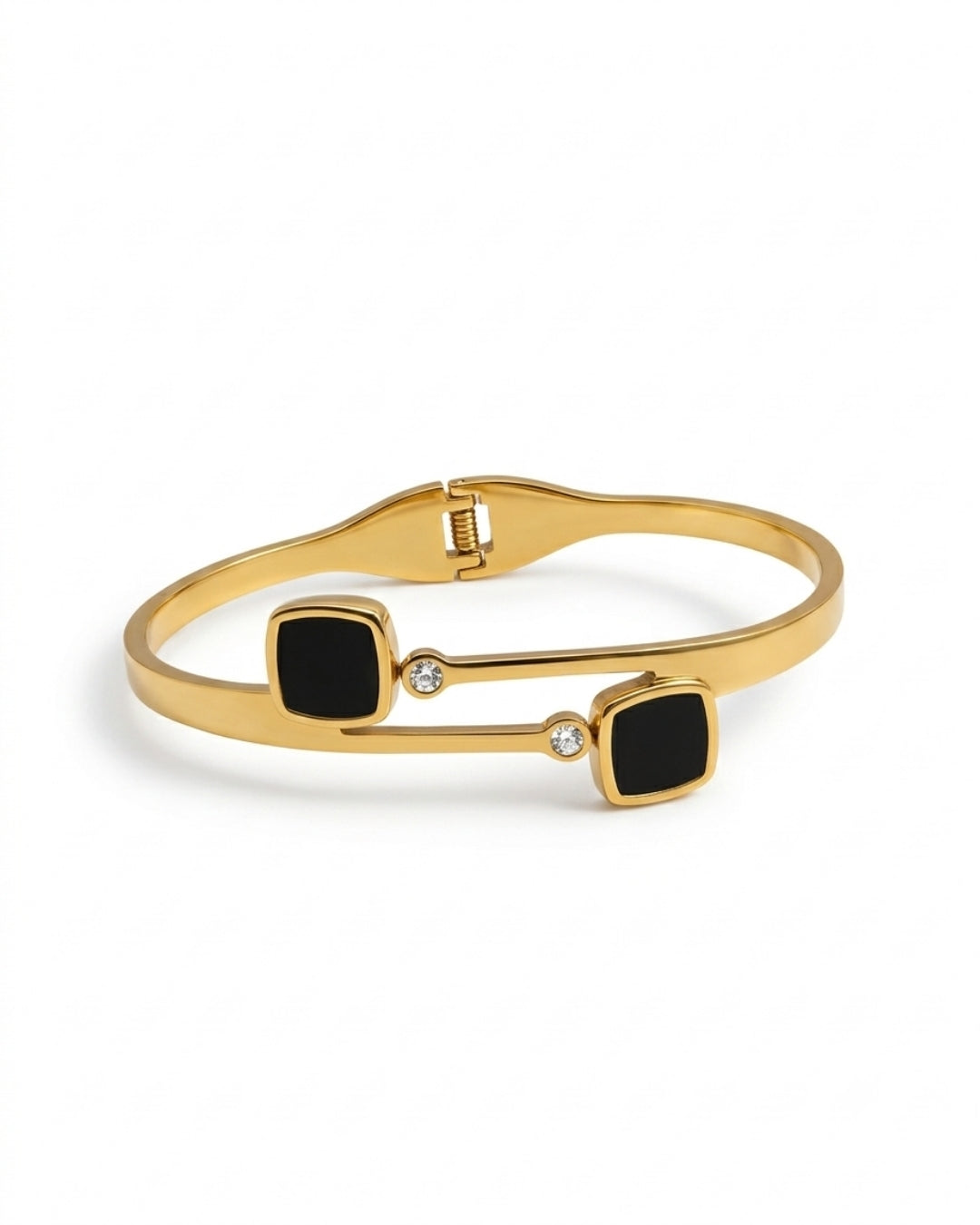 Black Square Open Cuff Bracelet for Women