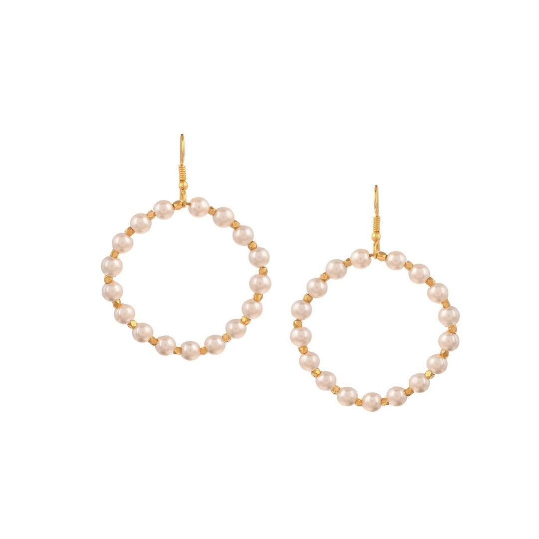 Handcrafted Pearl Halo Hoop Earrings
