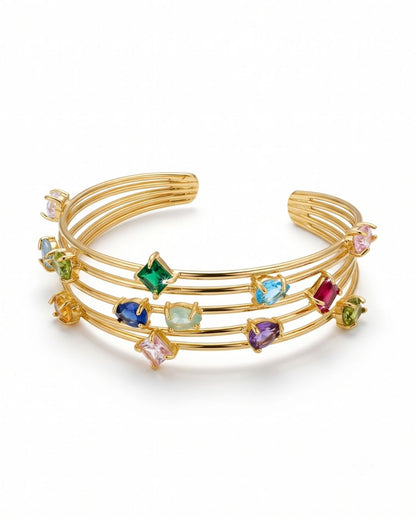 Multicolour Layered Cuff Bracelet for Women