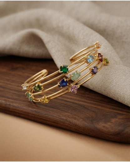 Multicolour Layered Cuff Bracelet for Women