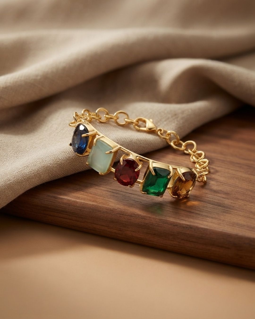 Multicolour Stone Statement Bracelet for Women