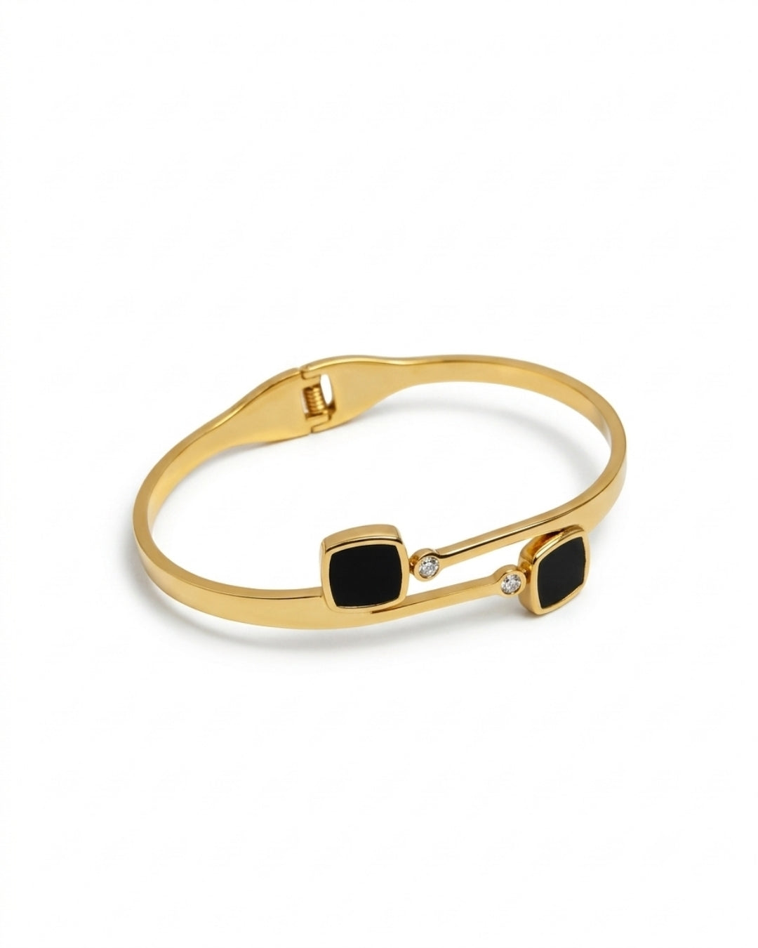 Black Square Open Cuff Bracelet for Women