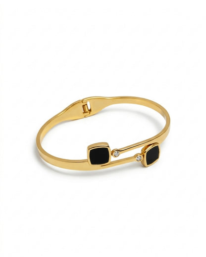 Black Square Open Cuff Bracelet for Women