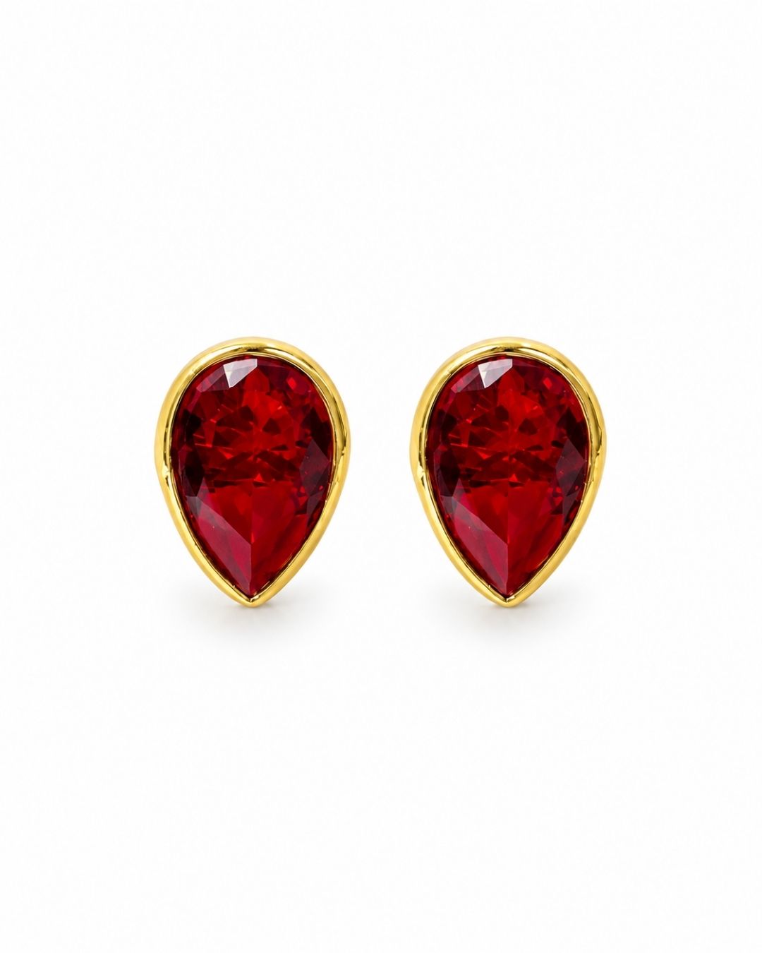 Red Teardrop Stone Stud Earrings for Women