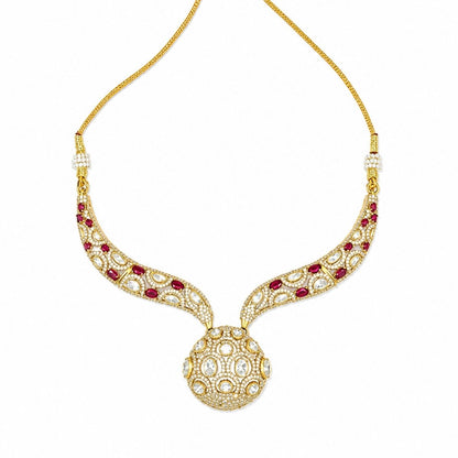 Ruby Polki Necklace Set with Statement Ball Pendant