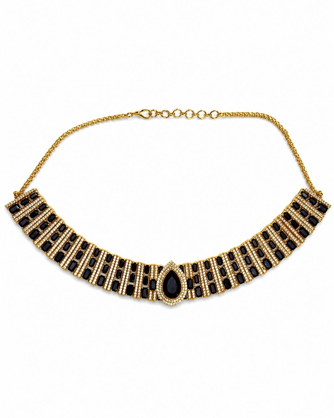 Black Monalisa Karting Statement Necklace Set