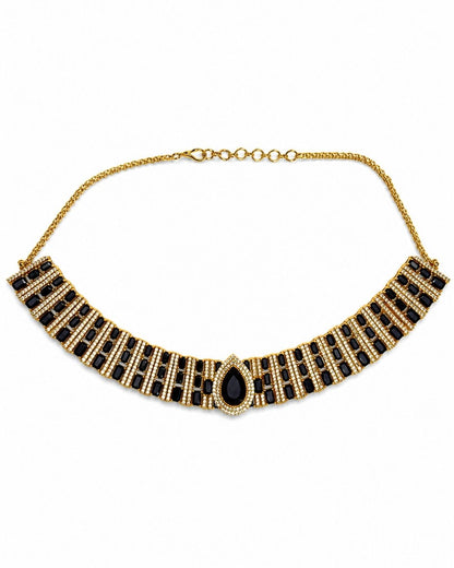 Black Monalisa Karting Statement Necklace Set