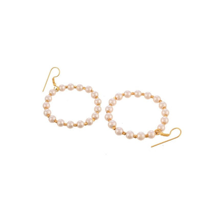 Handcrafted Pearl Halo Hoop Earrings