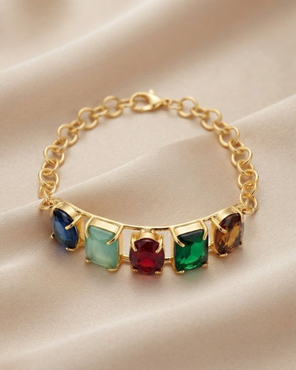 Multicolour Stone Statement Bracelet for Women