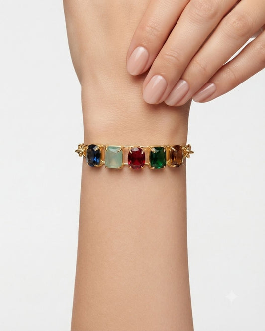 Multicolour Stone Statement Bracelet for Women